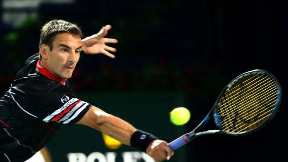 Tommy Robredo, durante un partido en febrero. 