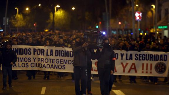 Manifestación de policías en Barcelona.