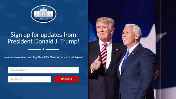Portada de la web oficial de la Casa Blanca.