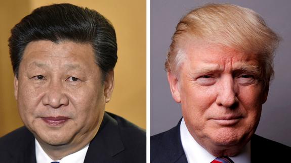 Combo de imágenes Xi Jinping y Donald Trump.