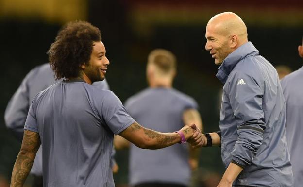 Marcelo, en el entrenamiento del viernes. 