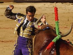 El torero granadino cortó una oreja al toro que asestó una cornada mortal a un joven durante el cuarto encierro en las fiestas de San Fermín. /AFP