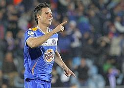 Manu del Moral celebra un gol con el Getafe./EFE