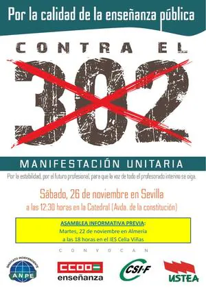 Los maestros interinos de Almería se manifestarán en Sevilla contra el Decreto 302