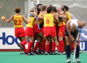 La selección española femenina celebra un gol en la Copa del Mundo. /AP