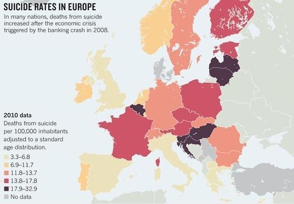 Incidencia del suicidio en Europa 