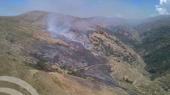 Imagen de la zona afectada por el incendio. 