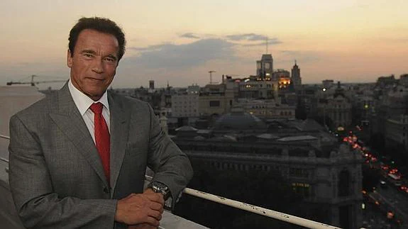 Arnold Schwarzenegger en Madrid ayer  
