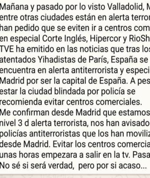 Falsas alertas en Whatsapp sobre ataques terrorista en centros comerciales españoles