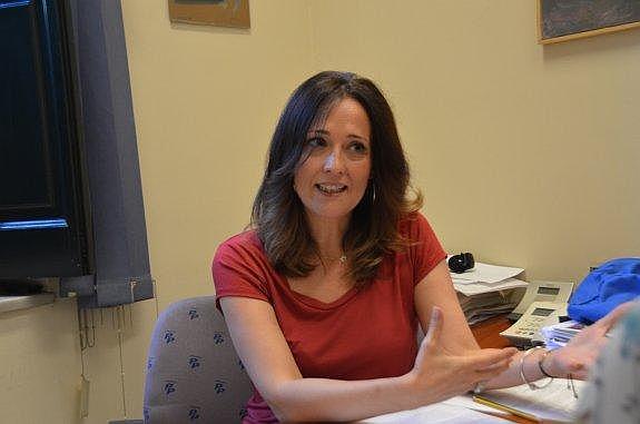 Maribel Lozano, en la sede sevillana del PP-A. 