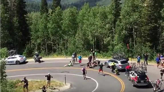 Brutal accidente en cadena en el Tour de Utah