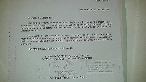 Diputación reclama a la Junta un informe para redactar un proyecto de acceso a Costacabana ante las lluvias