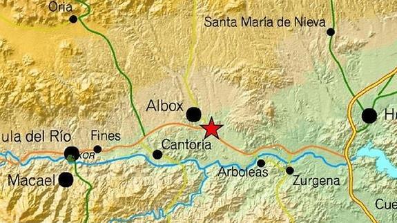 Sentido un seísmo de 3,2 grados en Albox, Cuevas de Almanzora y Arboleas