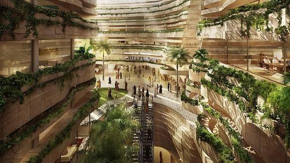 Un muro rodea todo el perímetro de la ciudad para evitar la corrosión de las tormentas de arena. :: 