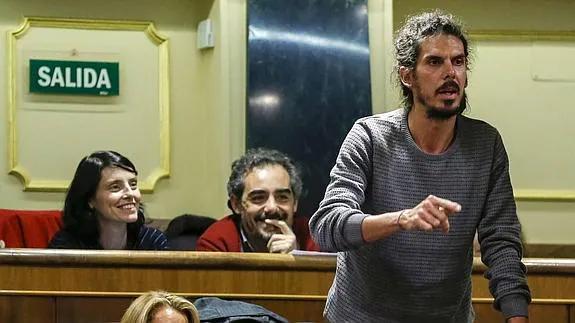 El diputado de Podemos Alberto Rodríguez en la sesión constitutiva del día 13. 