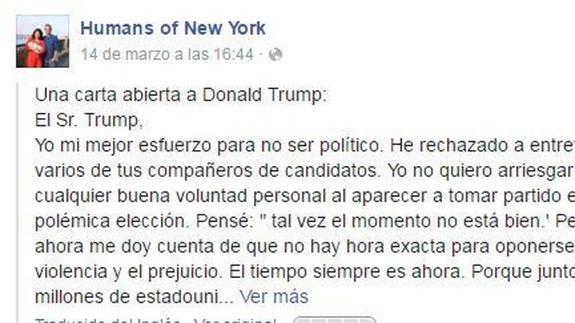 El post más compartido de Facebook: una carta abierta a Donald Trump