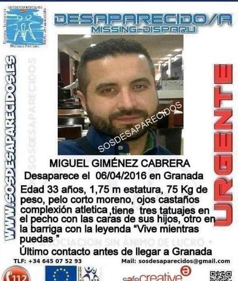 Buscan a Miguel Giménez, desaparecido en Granada el 6 de abril