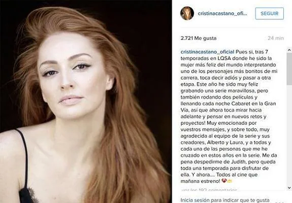 Emotiva carta de despedida de Cristina Castaño a 'LQSA: "Me da pena irme"