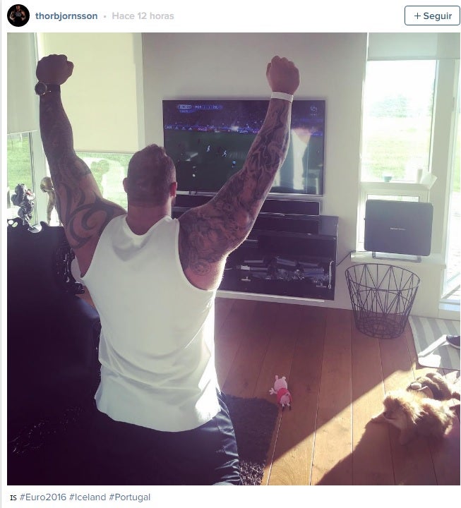 Así celebró 'La Montaña' de Juego de Tronos el empate de Islandia ante Portugal