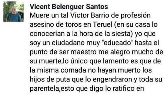 220.000 firmas piden inhabilitar al profesor que se alegró de la muerte de Víctor Barrio