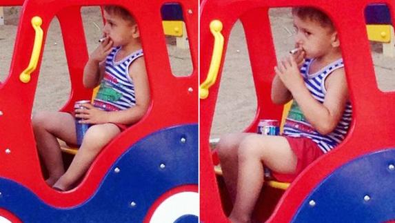 Cazan a un niño ruso bebiendo cerveza y fumando en un parque