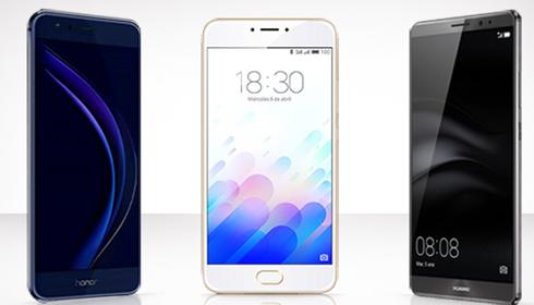 El Honor 3, el Meizu M3 Note y el Huawei Mate 8, tres de los mejores exponentes del mercado chino.