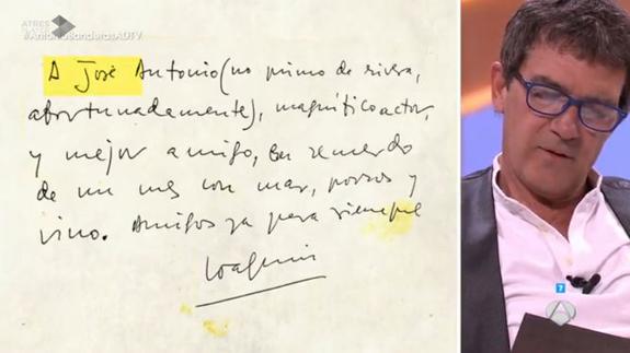 La curiosa dedicatoria de Sabina que Antonio Banderas 'censuró'