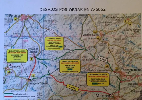 Mapa con los cortes y desvíos alternativos por las obras.