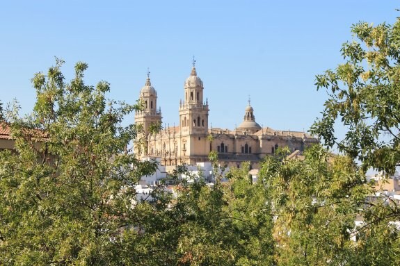 Vista de la Catedral de Jaén desde el parque del Seminario.