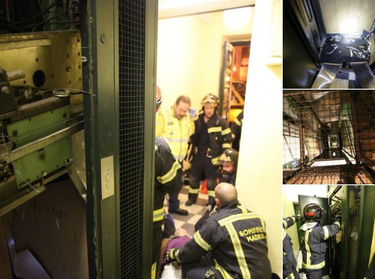 Cuatro heridos tras descolgarse un ascensor en un edificio de Madrid