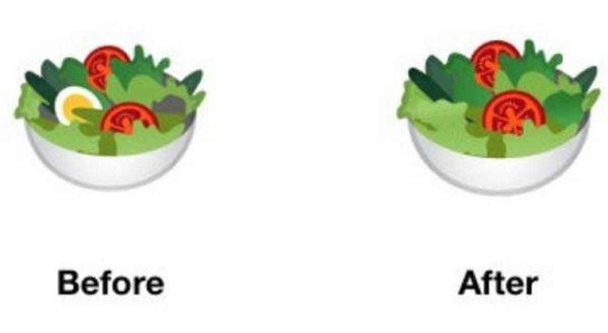 Eliminan el huevo del emoji de la ensalada para incluir a los veganos