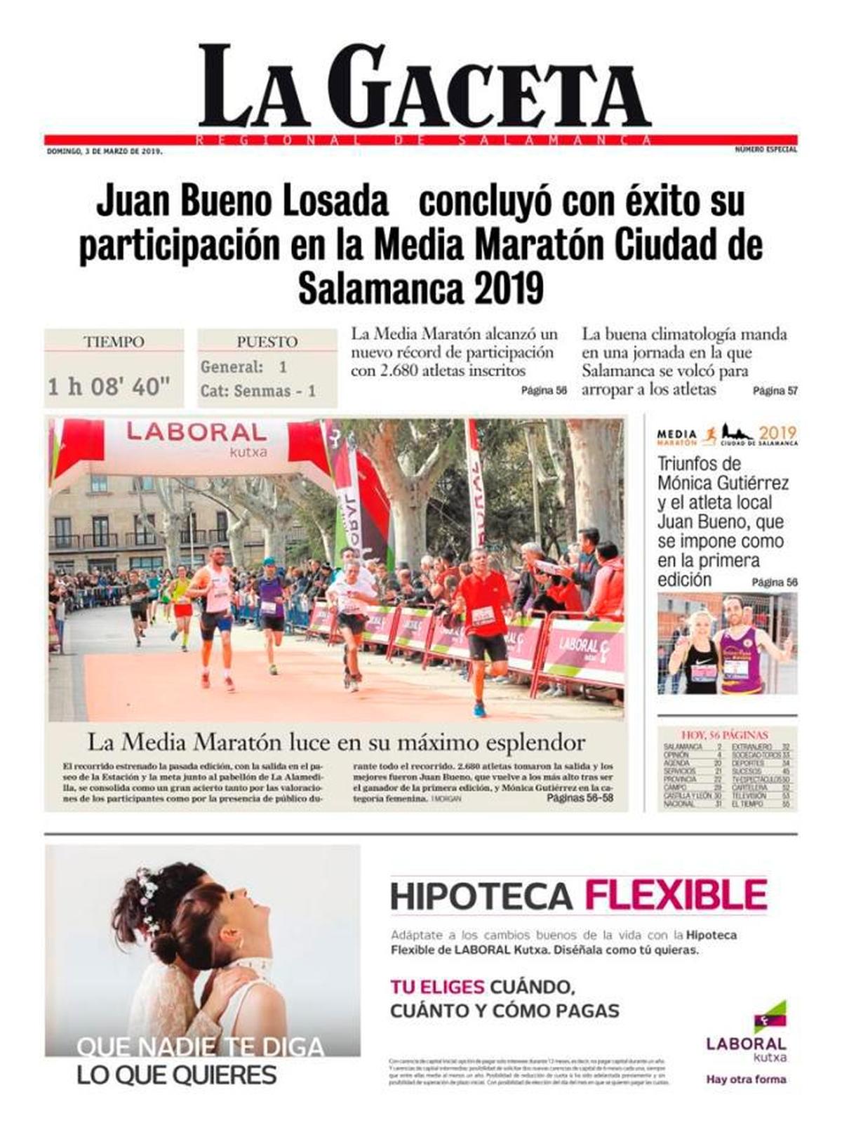 Descargue aquí su portada personalizada de LA GACETA de la VIII Media Maratón de Salamanca