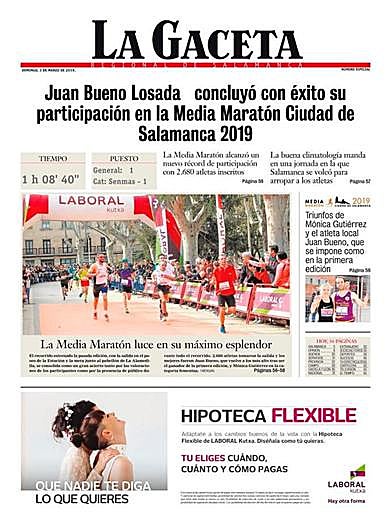 Descargue aquí su portada personalizada de LA GACETA de la VIII Media Maratón de Salamanca