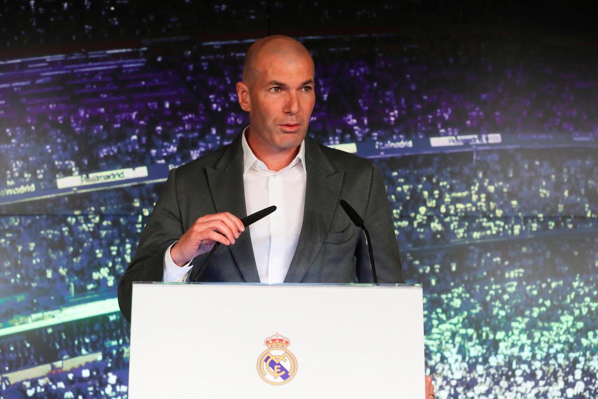 Zidane, durante la rueda de prensa de presentación.