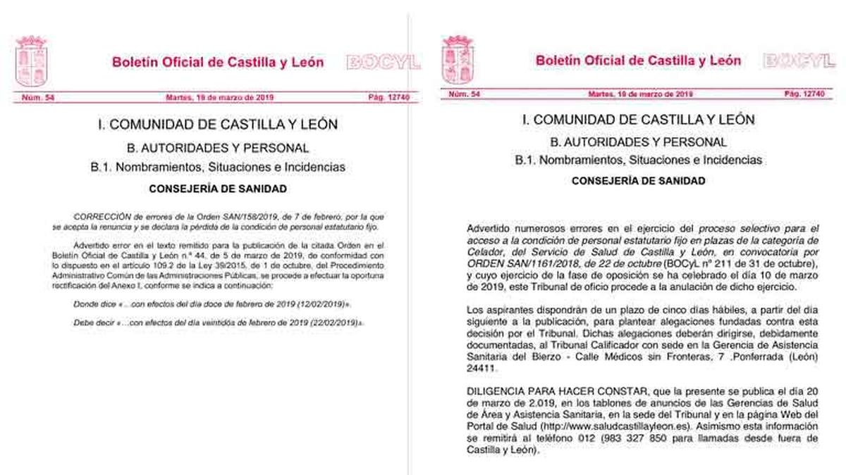 El documento original (izda) y la copia (derecha)