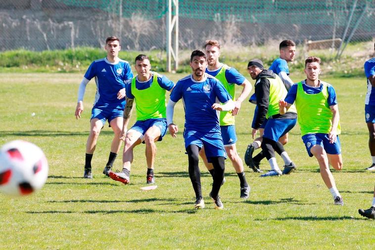 Jugadores del Salamanca UDS en un entrenamiento de esta semana.