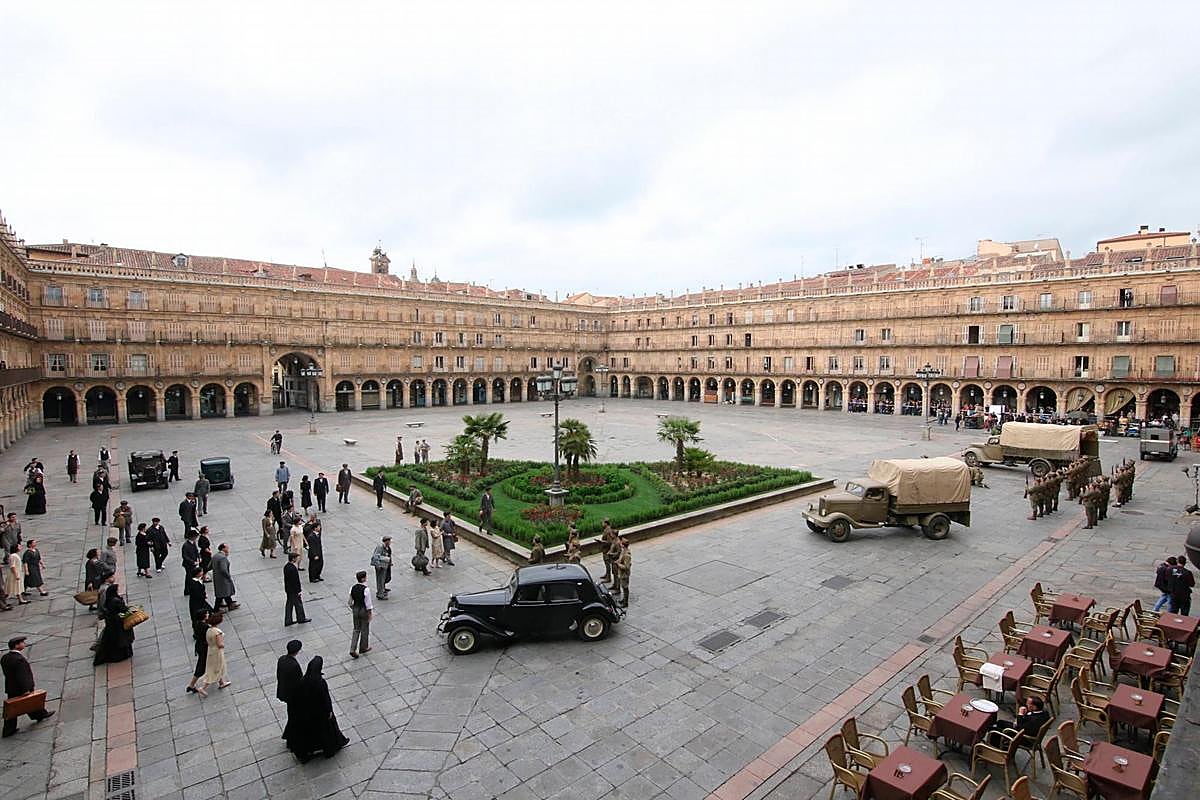 Rodaje de “Mientras dure la guerra” en Salamanca.