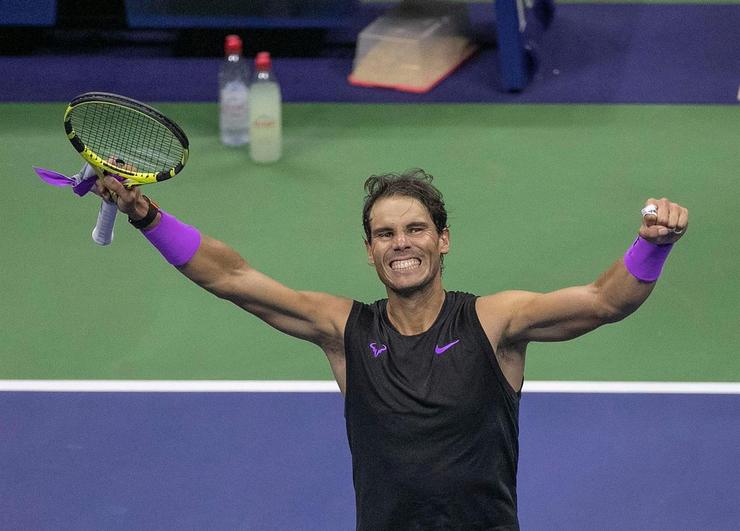 Rafa Nadal celebra su pase a la final.