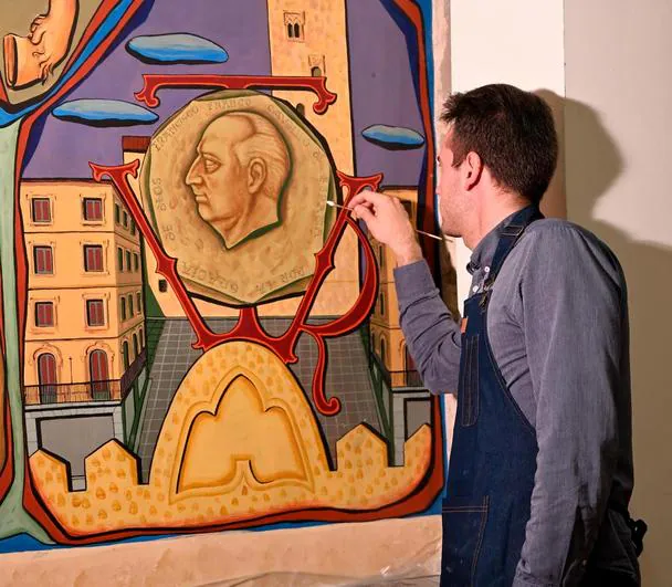 Arrancan los trabajos para borrar a Franco del mural del Salón de Plenos del Ayuntamiento