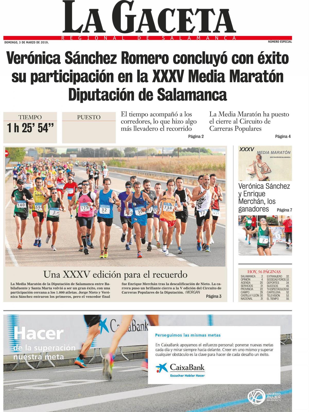 Protagoniza la portada de una Media Maratón Diputación de récord