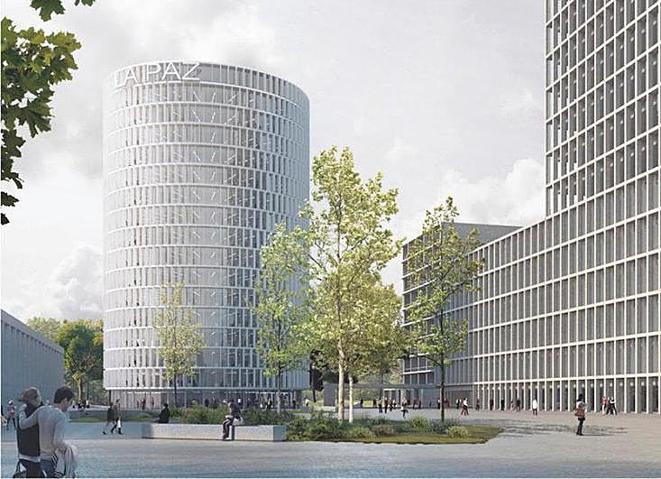 Infografía del futuro Hospital La Paz de Madrid, ideado por los salmantinos Vicente&amp;Núñez junto a otros estudios.