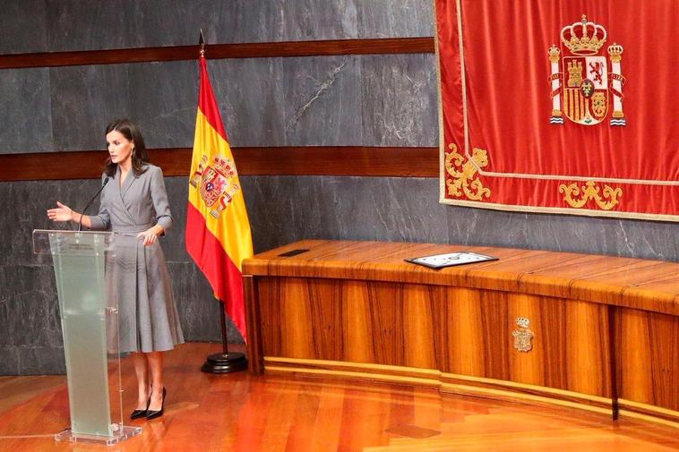 La reina Letizia durante el acto celebradoe esta mañana.