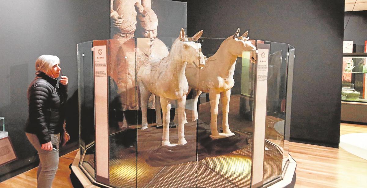 Algunos de los caballos que se pueden ver en la exposición “Terracotta Warriors”.