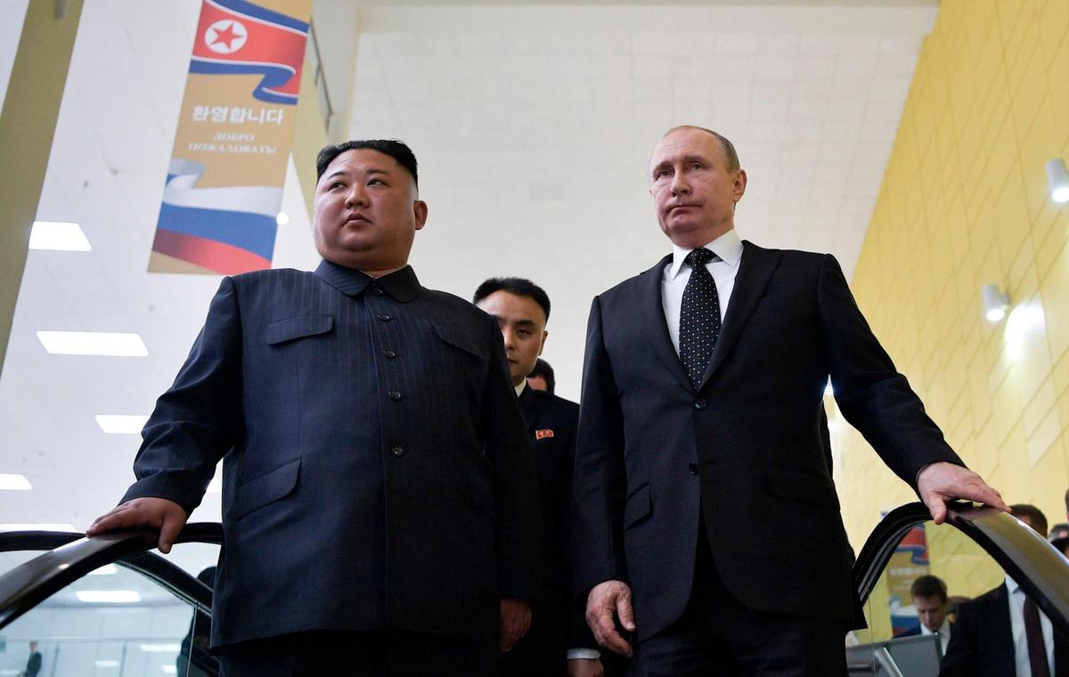 Putin junto al presdidente de Corea del Norte, Kim Jong Um.