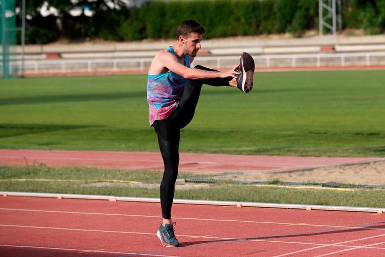 Álvaro de Arriba en una sesión de entrenamiento en Las Pistas.