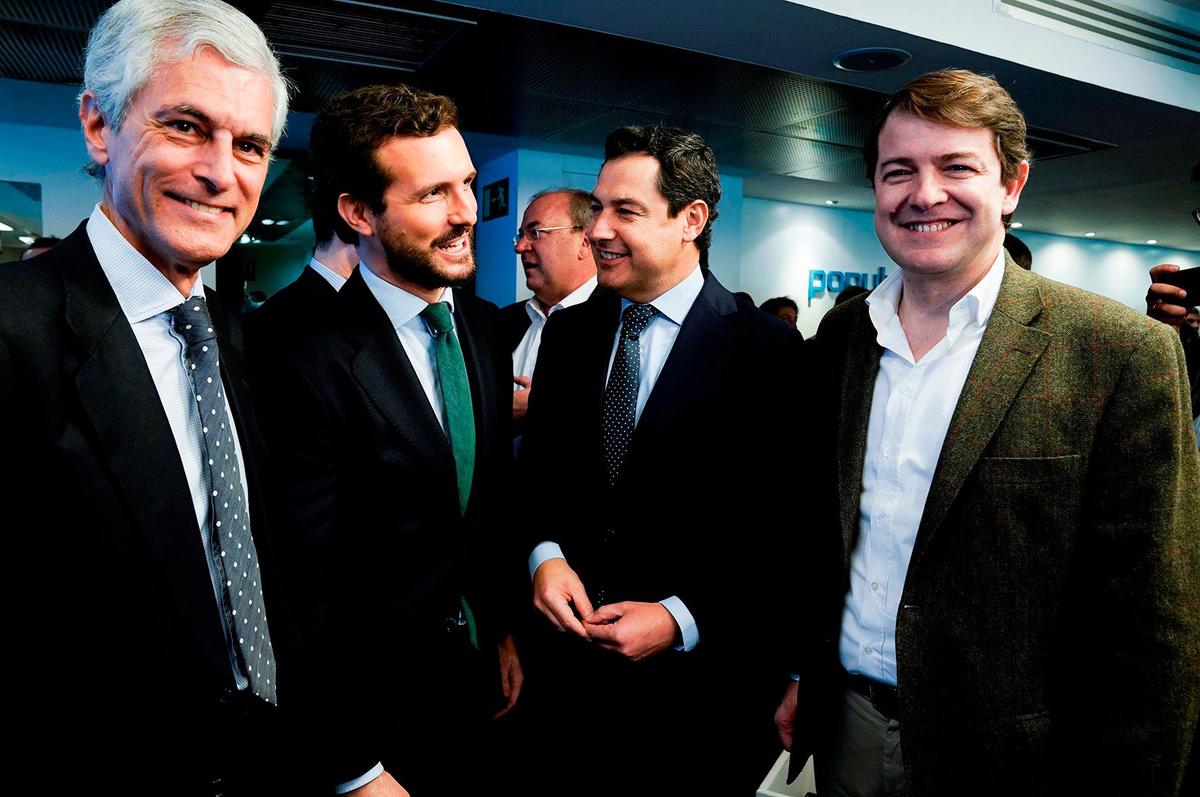 Adolfo Suárez-Illana, Pablo Casado, Teodoro García Egea y Alfonso Fernández Mañueco.