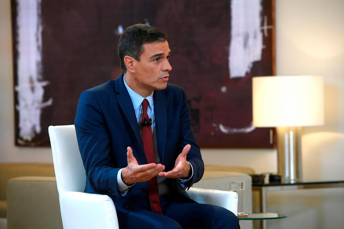Pedro Sánchez durante una entrevista concedida en Moncloa.