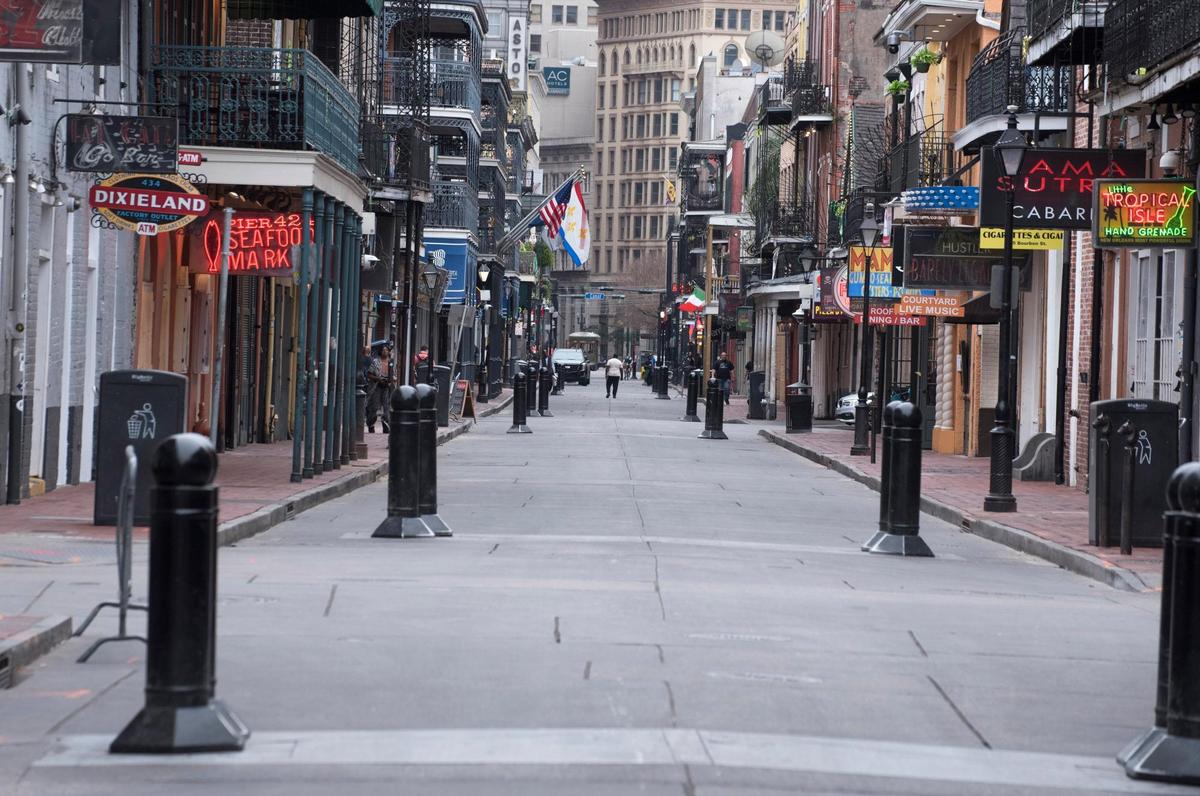 Calles vacías en Nueva Orleans (Estados Unidos).