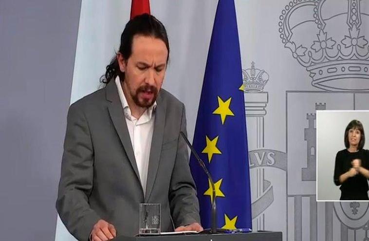 Pablo Iglesias, durante su comparecencia ante la prensa