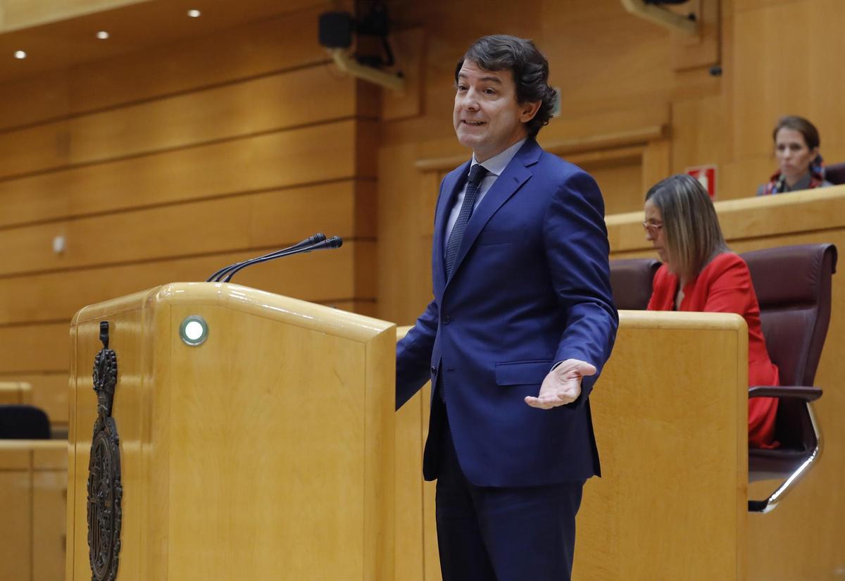 Alfonso Fernández Mañueco en su intervención en la sesión de la Comisión General de Comunidades Autónomas celebrada en el Senado.